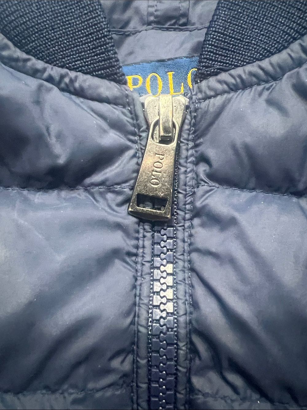 Ralph Lauren Navy Quilted Puffer Jacket with Red Logo - Picture 3 of 6